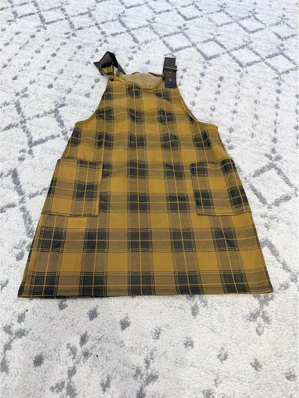 No Boundaries Plaid Overall Dress Jumper